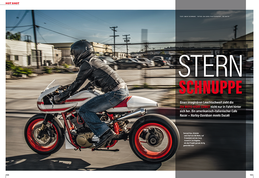 JSK Moto Ivory Comet: Harley-Sportster-Motor mit Ducati-Fahrwerkskomponenten