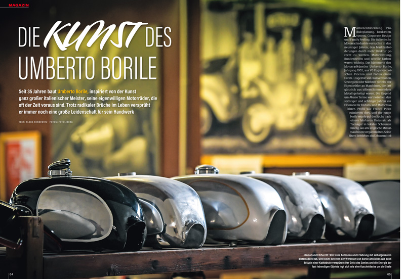 Die Motorräder des Italieners Umberto Borile sind fast schon Kunstwerke