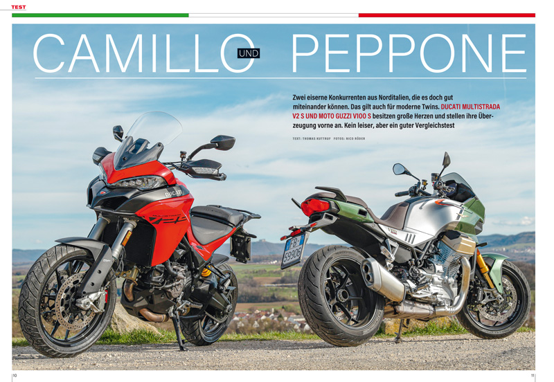 Vergleichstest Moto Guzzi V100 Maranello S und Ducati Multistrada V2 S