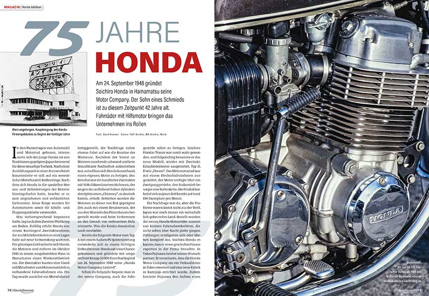 75 Jahre Honda: Im September 1948 gründete Soichiro Honda seine erfolgreiche Motorcompany