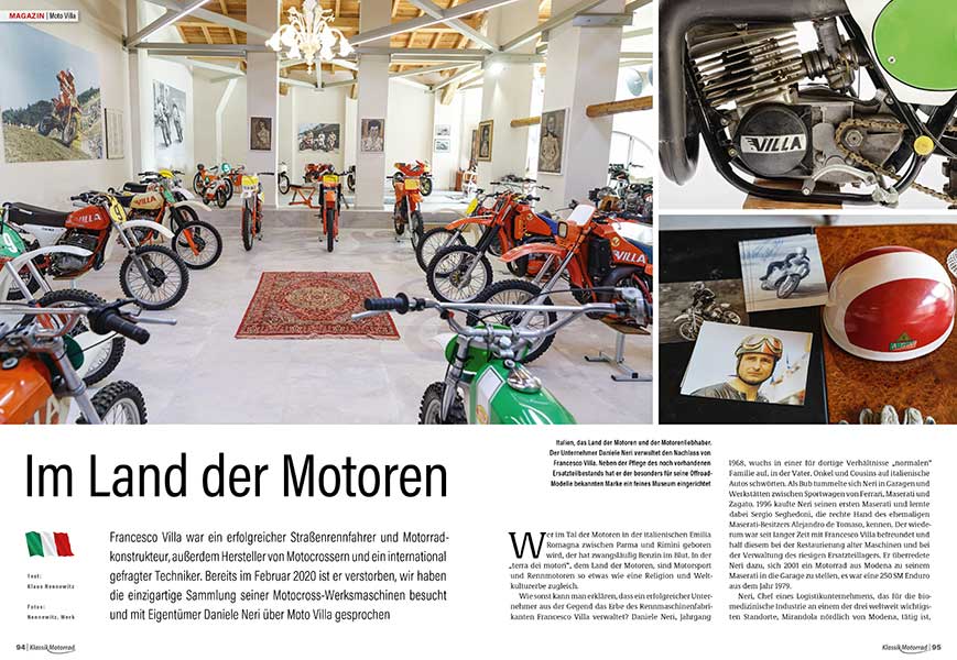 Report über die kleine italienische Motorradfirma Moto Villa